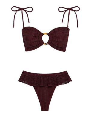 Montce: Tori Ties Bandeau-Tamarindo Ruffle Bikini (BT973-BB1049)