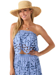 Tiare Hawaii: Cornflower Blue Crop-Cornflower Blue Skirt (BORATOP-CNFL-BORASKI-CNFL)