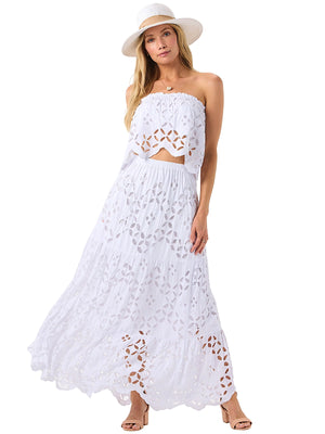 Tiare Hawaii: Cornflower Blue Crop-Cornflower Blue Skirt (BORATOP-WHT-BORASKI-WHT)