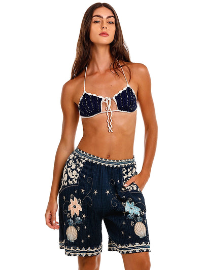 Agua Bendita: Catina Crop-Malaga Bermuda Shorts (19368-19372)