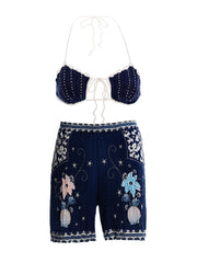 Agua Bendita: Catina Crop-Malaga Bermuda Shorts (19368-19372)