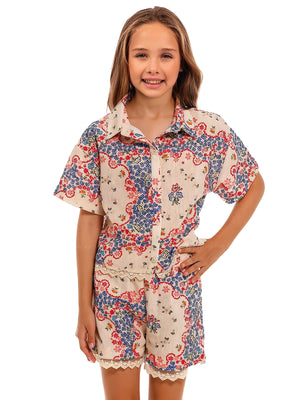 Agua Bendita Kids: Clarabelle Shirt-Laya Shorts (21700-21703)
