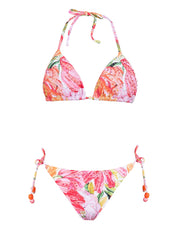 PQ Swim: Embroidered Tri-Embroidered Tie Bikini (FLO-130R-FLO-213)