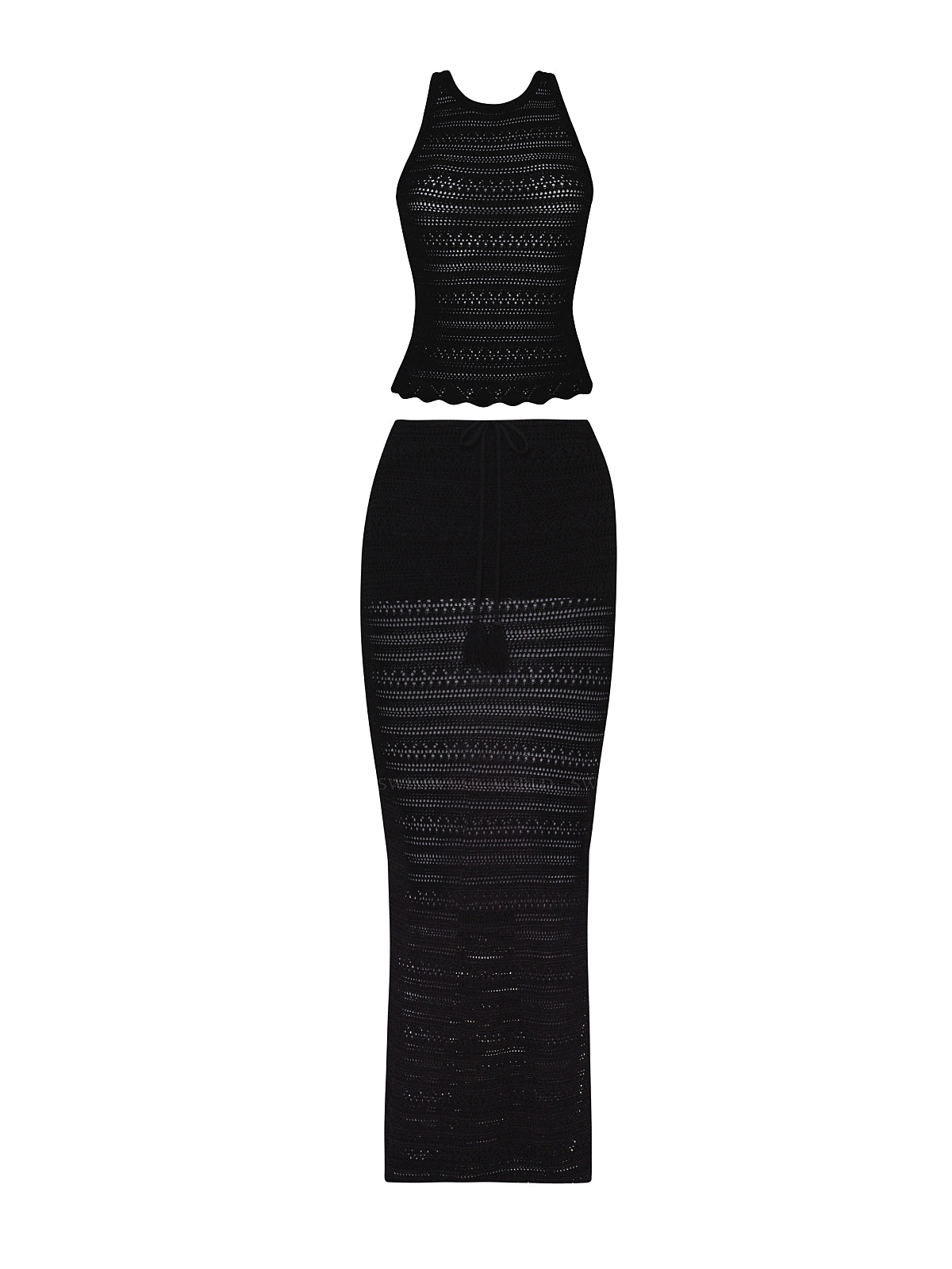 PQ Swim: Crochet-Crochet Long Skirt (BLK-1311T-BLK-1328S)