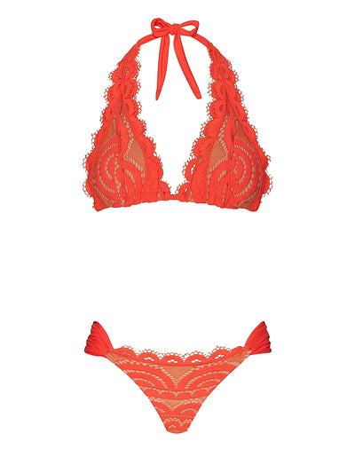 PQ Swim: Lace Halter-Lace Fanned Bikini (PAN-152H-PAN-251)
