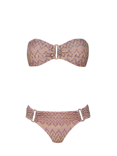 PQ Swim: Detail Bandeau-Detail Fanned Bikini (DAZ-030B-DAZ-683W)