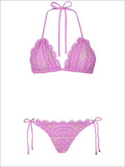 PQ Swim: Lace Triangle-Lace Tie Side Bikini (WST-191R-WST-279)