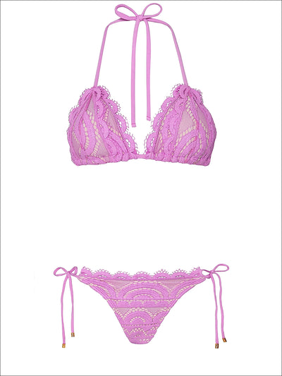 PQ Swim: Lace Triangle-Lace Tie Side Bikini (WST-191R-WST-279)