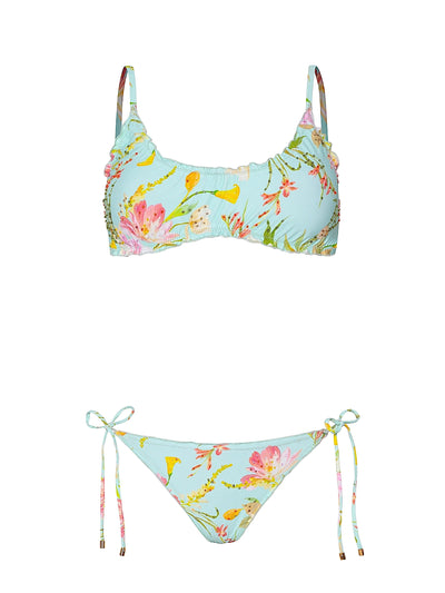 PQ Swim: Embroidered Lettuce Edge Bralette-Embroidered Lettuce Edge Tie Side Bikini (PET-1535H-PET-659)