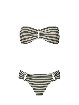 PQ Swim: Detail Bandeau-Detail Fanned Bikini (MED-030B-MED-683W)