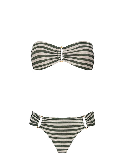 PQ Swim: Detail Bandeau-Detail Fanned Bikini (MED-030B-MED-683W)