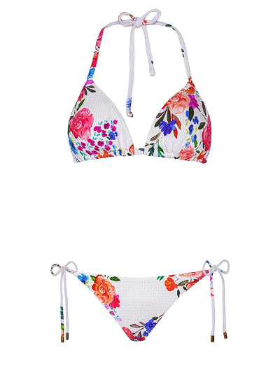 PQ Swim: Smocked Triangle-Smocked Tie Side Bikini (FLC-130R-FLC-213)