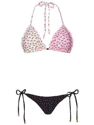 PQ Swim: Embroidered Lettuce Edge Triangle-Embroidered Lettuce Edge Tie Side Bikini (RSB-761R-RSB-659)