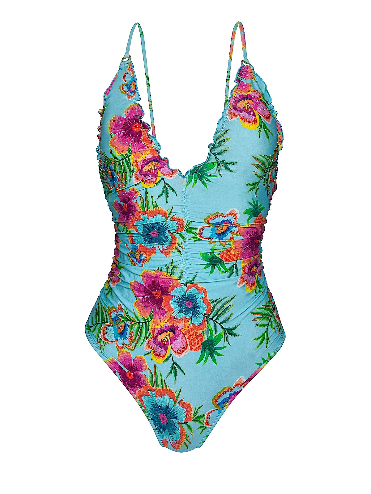 PQ Swim: Embroidered Lettuce Edge Penelope One-Piece (SLN-5060P)