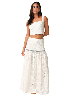 PQ Swim: Lydia Eyelet Crop-Haven Eyelet Long Skirt (WAT-1453T-WAT-1454S)