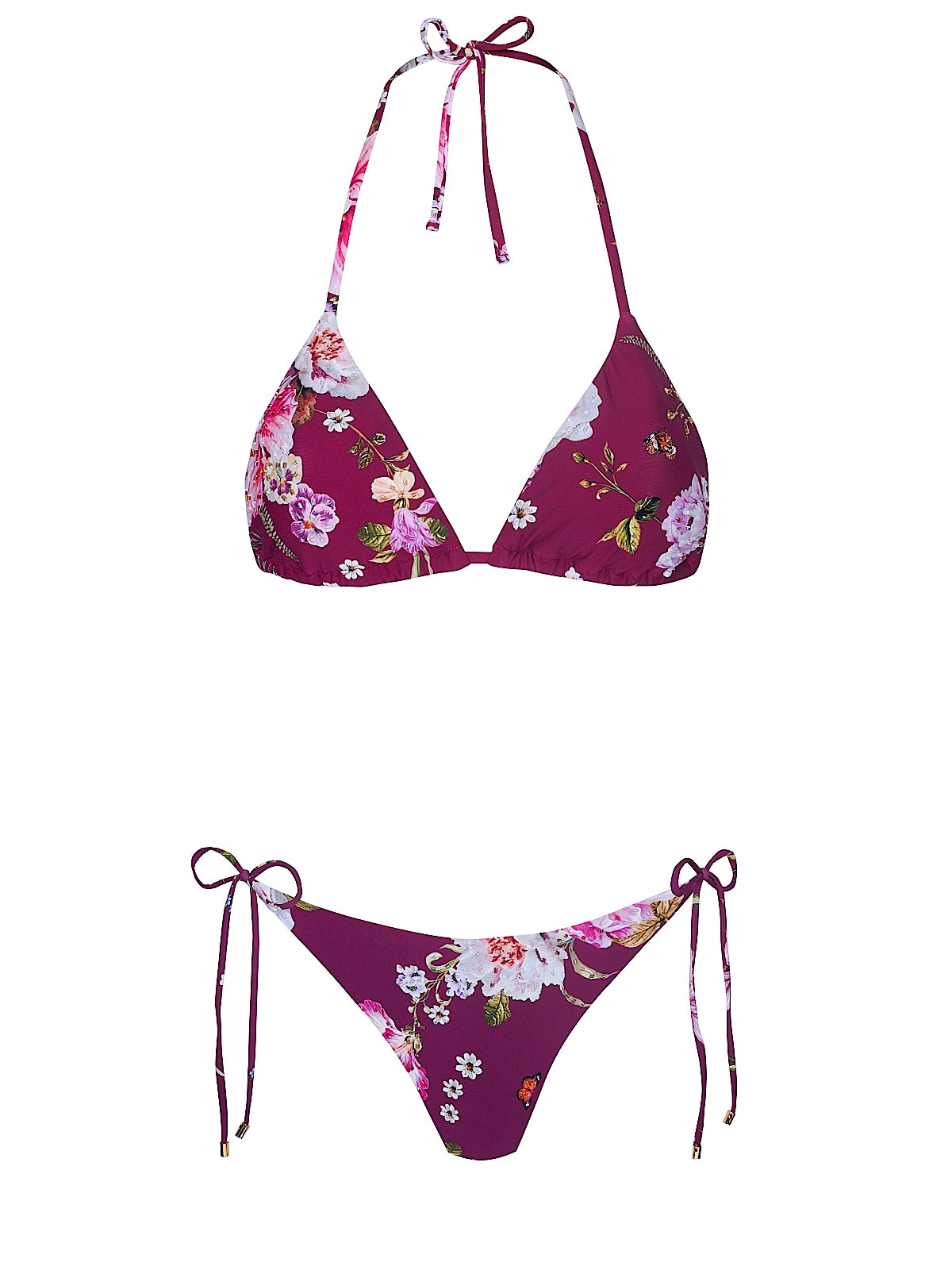 PQ Swim: Lara Embroidered Triangle-Carrie Embroidered Tie Side Bikini (FIF-130R-FIF-213)