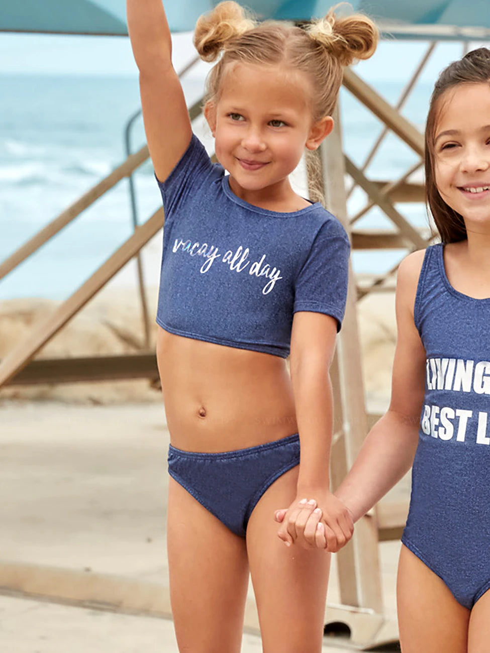 kids bikini bottoms PQ Swim Kids: Vacay Crop Top Bikini (CMN-867B) – Swimwear World