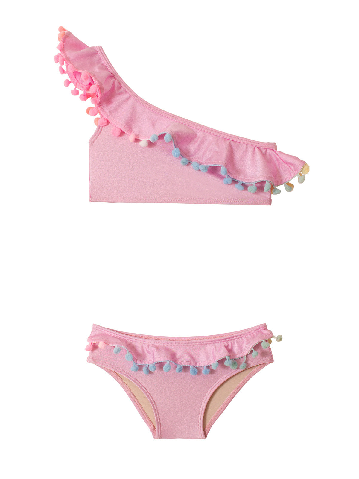 PQ Swim Kids One Shoulder Pom Pom Bikini (PIK851B) Swimwear World