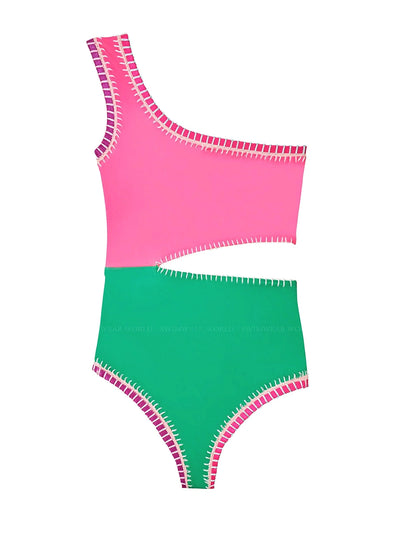 PQ Swim Kids: Rainbow Embroidered Cut Out One Piece (IRE-1298P)