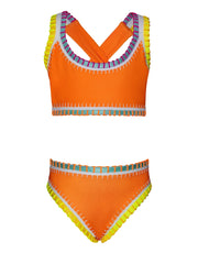 PQ Swim Kids: Sporty Rainbow Embroidered Bikini (MAN-835B)