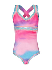PQ Swim Kids: Sadie Rainbow Embroidered One-Piece (DRM-1801P)