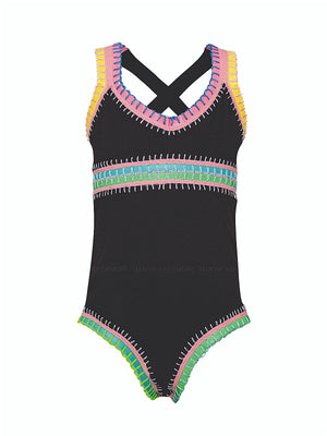 PQ Swim Kids: Sadie Rainbow Embroidered One-Piece (BLP-1801P)