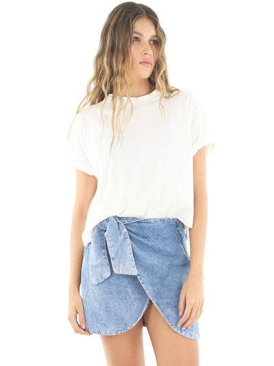 Malai: White Root T-Shirt-Denim Kait Skirt Bikini (A20002-A08142)