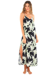 Malai: Dark Tropical Periwinkle Salient Maxi Dress (A13153)