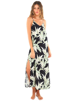 Malai: Dark Tropical Periwinkle Salient Maxi Dress (A13153)
