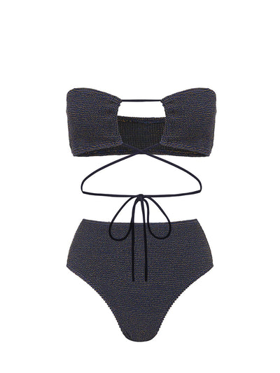 Bond-Eye: Margarita Bandeau-Palmer Brief Bikini (BOUND255W-NAVY-BOUND154W-NAVY)