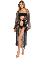 Beach Bunny: Late Nights Pearl Mesh Cardigan (HGJ2856-BB-BLCK)