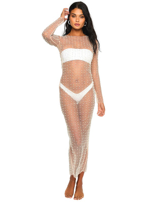 Beach Bunny: Champagne Nights Mesh Dress (HGD2626-BB-NUDE)