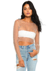 Beach Bunny: Look & Glisten Pearl Mesh Cover Up (HGT2626-BB-NUDE)