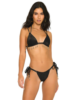Beach Bunny: Adella Tri-Adella Tie Side Bikini (B2211T2-BLCK-B2211B1-BLCK)