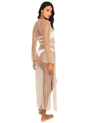 Beach Bunny: Late Nights Pearl Mesh Cardigan (HGJ2856-BB-NUDE)