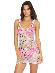 Beach Bunny: Crawford Crochet Tank Dress (B2258C9-PINK)