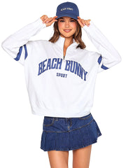 Beach Bunny: Beach Bunny Zip Sweatshirt (L2504T8-WHTE)