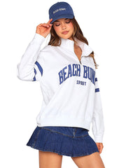 Beach Bunny: Beach Bunny Zip Sweatshirt (L2504T8-WHTE)