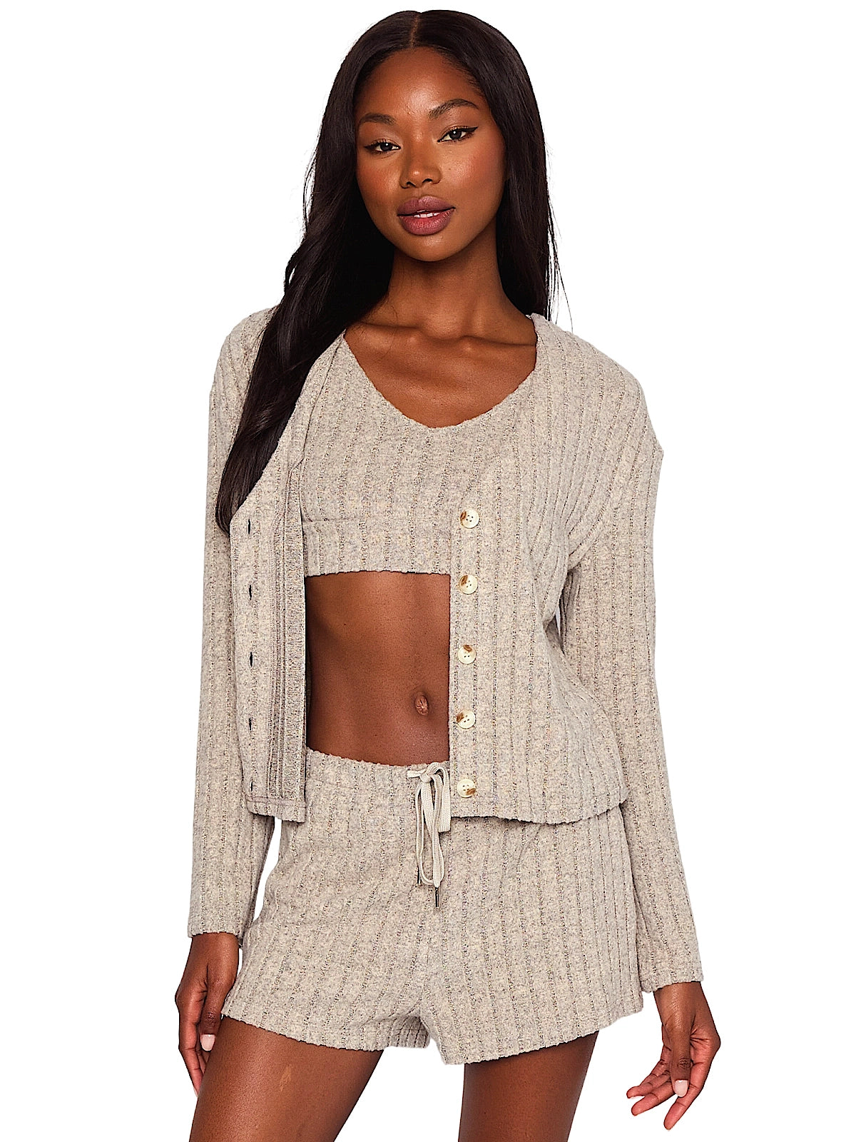 Beach Bunny: Mai Long Sleeve Cardigan-Mai Lounge Short