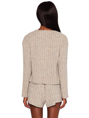 Beach Bunny: Mai Long Sleeve Cardigan-Mai Lounge Short (L2502T9-OATM-L2502S1-OATM)