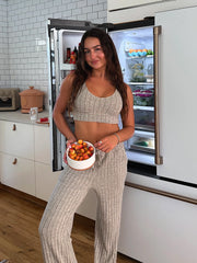 Beach Bunny: Mai V-Neck Bra-Mai Wide Leg Pant (L2502T2-OATM-L2502B1-OATM)