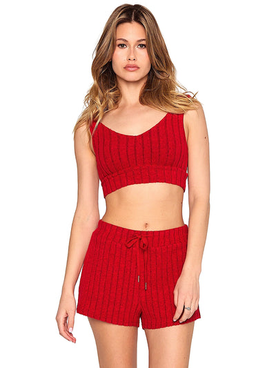 Beach Bunny: Mai V-Neck Bra-Mai Lounge Short (L2502T2-REDD-L2501S2-REDD)