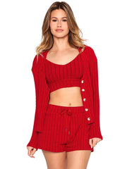 Beach Bunny: Mai V-Neck Bra-Mai Lounge Short (L2502T2-REDD-L2501S2-REDD)