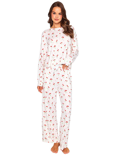 Beach Bunny: Mai Crew Sweatshirt-Mai Wide Leg Pant (L2501T8-CHCR-L2501B1-CHCR)