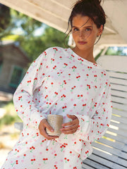 Beach Bunny: Mai Crew Sweatshirt-Mai Wide Leg Pant (L2501T8-CHCR-L2501B1-CHCR)