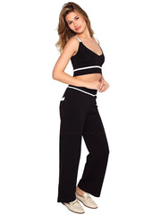 Beach Bunny: Juliette Knit Tank-Juliette Knit Pant (S2507T1-BLCK-S2507B1-BLCK)