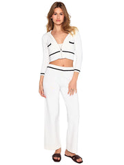 Beach Bunny: Juliette Knit Jacket-Juliette Knit Pant (S2507T7-WHTE-S2507B1-WHTE)