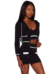 Beach Bunny: Juliette Knit Jacket-Juliette Knit Skirt (S2507T7-BLCK-S2507K1-BLCK)