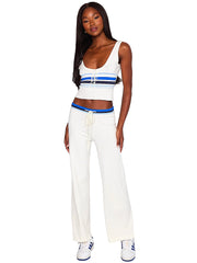 Beach Bunny: Colette Knit Stripe Tank-Colette Knit Stripe Pant (S2508T1-WHBU-S2508B1-WHBU)