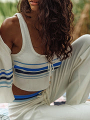 Beach Bunny: Colette Knit Stripe Tank-Colette Knit Stripe Pant (S2508T1-WHBU-S2508B1-WHBU)